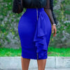 Sexy Skirts for Women Bodycon High Waisted Zipper Closure Ruffles Mid Calf Fashion Elegant African Office Work Pencil Skirts New