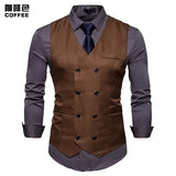2025 Men's Formal Dress Vest Top Double Breasted Casual Tank Tops Solid Slim V-Neck Club Party Suits Vest Formal Waistcoat Men