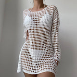 Women's Plus Size Swim Cover Up – Long Sleeve Beach Tunic Dress for Sun Protection, Swimwear Bikini Wrap, Ladies Sports Swimwear