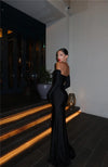 Mozision Strapless Backless Sexy Maxi Dress For Women Fashion Off-shoulder Sleeveless Floral High Split Evening Party Long Dress
