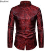 2025 New Men Fashion Medieval Floral Black Dress Shirts Stylish Long Sleeve Steampunk Shirt Men Party Club Bar Social Shirt Male