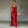 Women's Party Long Dresses Party Sexy Slim Fit Slit Satin Suspender Evening Dress Maxi Dress Sexy Female  Robe Vestidos
