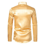 Nightclub Dress Red Satin Shirts Men Clothing Silk Like Long Sleeve Roupas Masculinas Mens Sexy Wedding Party Button Up Shirts