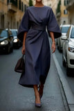 2025 Women's Clothing Fashion Black Dress Temperament Elegant Casual Waist-closing Maxi Bat Sleeve Dresses For Women Robe Femel