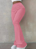 Women's Clothing Autumn and Winter Casual Simple Fashion Slim Ribbed Leggings Solid Color High Waist Trousers for Women