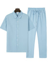 (Shirt+Pants) 2024 Summer new arrival Men Fashion Classic Shirt men Business Casual Shirts Men A Set Of Clothes