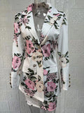 Sets for Women 2 Pieces 2024 Spring Plaid Print Notched Neck Long Sleeve Blazer & Elegant High Waist Mini Skirt Set Office Lady