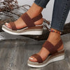 Women's Shoes 2025 Hot Sale Elastic Band Women's Sandals Summer Open Toe Solid Color Wedge Beach Shoes Ladies Platform Sandals