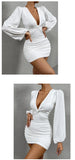 White Party Dresses for Women Wedding Banquet Robe Elegant Long Sleeved Robe Sexy Y2K Streetwear Female Clothing Vestidos