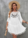 Swim Vacation Plus Size Sexy Loose Beach Dress Bikini Cover Up Swimsuit Hollow Out Casual Beachside Cover-Up Dress Beachwear