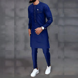 Summer Men's Sets Clothes Outfit Kaftan Luxury Long Sleeved Top Pants 2-piece Man Suit African Ethnic Traditional Male Clothing