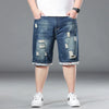 Plus Size Summer Men's Hip-hop Ripped Denim Shorts Fashion Streetwear Harajuku Rock Loose Straight Knee Length Short Jeans