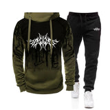 Mens Tracksuit Splash-ink Hooded Sweatshirt Casual Trousers Running  Suit Men Sports Two-piece Set Male Fashion Jogging Clothes