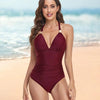 Women Swimwear High Waist Sleeveless Padded Bathing Suit One-piece Dress Up Lady Bikini Set Breathable Washable Female Swimsuit