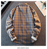 2025 New Arrival Mens Plaid Shirt Long Sleeve Casual Shirts Button Down Regular Fit Work Shirts
