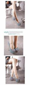Sexy Platform Shallow Shoes Woman Pumps Round Head Bling Sequins Slip-On Ultra Thin High Heels Party Wedding Shoe Zapatos