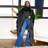 SOMO Plus Size Women Clothes Pleated Long Cape Shirt Bat Full Sleeve Irregularity Blouse Top One Size Loose Dropshipping 2023