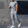 Mens Suit Summer Two-piece Suit Short-sleeved T-shirt Casual Fashion Trousers Sets for Men