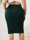 2025 Summer Plus Size Solid Slim Skirt, Casual High Waist Slit Skirt, Women's Plus SizeClothing