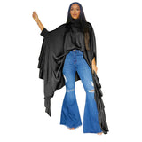 SOMO Plus Size Women Clothes Pleated Long Cape Shirt Bat Full Sleeve Irregularity Blouse Top One Size Loose Dropshipping 2023
