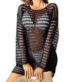 Women's Plus Size Swim Cover Up – Long Sleeve Beach Tunic Dress for Sun Protection, Swimwear Bikini Wrap, Ladies Sports Swimwear
