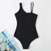 Plus Size Swimsuits Women One Shoulder Slim Swimwear For Women Mesh Solid Black Red Blue Push Up Padded Bathing Suits M-3xl 4xl
