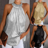 Plus Size Sexy Bright Silk Off Shoulder T Shirt Women Oversize Sleeveless Bottoming Shirt Ladies Tee Shirt Tops Camisetas Mujer