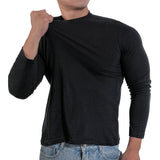 Plus Size T Shirt For Men Long Sleeve Cotton Casual Tops Black White Crew Round Neck T-shirt Man Tshirts Clothing M-3XL