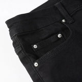 Trendy High Street Ripped Silver Patch Stretch-trim High-street Small-foot Jeans Men