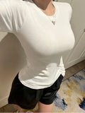 Woman Clothing Short Sleeve T-shirt Slim Fit Tops Female O-Neck Knitted Sheath Tee Shirt Street Wear Sex Sporty 2025 Y2K New