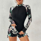 Female Swimsuit With Long Sleeves Swimwear Sports Surfing Tankini Set Beachwear Two-Piece Bathing Suits Pool Women Swimming Suit