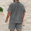 Men's Short Sleeved Sports Set, Casual Fashion, Comfortable, Monochromatic, Collar, 2-Piece Set, Summer, New, 2024