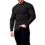 Men's  Casual Shirt Slim Fit Micro-elastic Long Sleeve Comfortable Versatile Stand Collar Tops Camisas  Men Dress Shirt