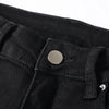 Trendy High Street Ripped Silver Patch Stretch-trim High-street Small-foot Jeans Men