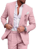 Mens Linen Suits for Beach Slim Fit 2 Piece Wedding Tuxedo for Men Attire Casual Summer Groomsmen Suit Holiday Party Marriage On