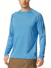 Plus Size Men's Solid T-shirt Fashion Casual Long Sleeve Tees UV Sun Protection Tops For Outdoor/workout Men's Clothing