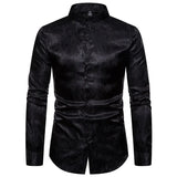2025 New Men Fashion Medieval Floral Black Dress Shirts Stylish Long Sleeve Steampunk Shirt Men Party Club Bar Social Shirt Male