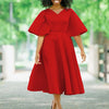 Dress Women Sexy Dresses White Round Neck Flare Sleeve Party Sheath Pleated High Waist Work Elegant Bodycon Mid Length Vestidos