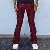 Mens Leather Pants Autumn New Casual Street Fashion Solid Color Bell Bottoms Joker Casual Pants Men