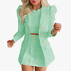 Sets for Women 2 Pieces 2024 Spring Plaid Print Notched Neck Long Sleeve Blazer & Elegant High Waist Mini Skirt Set Office Lady