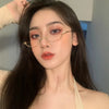Women's Glasses Lower Half Frame No Lens Women Glasses Frame Water Drop No Lens Decoration Cute Girl Decoration Glasses Frame