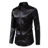 Nightclub Dress Red Satin Shirts Men Clothing Silk Like Long Sleeve Roupas Masculinas Mens Sexy Wedding Party Button Up Shirts