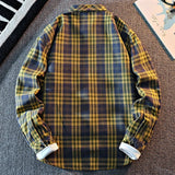 2025 New Arrival Mens Plaid Shirt Long Sleeve Casual Shirts Button Down Regular Fit Work Shirts