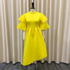 Elegant Party Dresses for Woman 2024 New O Neck Ruffles Sleeve High Waisted Asymmetric Mid Calf Luxury Birthday Dinner Vestidos
