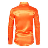 Nightclub Dress Red Satin Shirts Men Clothing Silk Like Long Sleeve Roupas Masculinas Mens Sexy Wedding Party Button Up Shirts