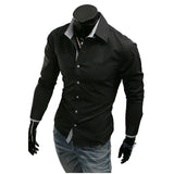 Mens Casual Shirts 2025 Single Breasted Men Slim Fit Dress Long Sleeve Shirts Soild Male Social Shirts Designer Chemise Homme