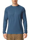 Plus Size Men's Solid T-shirt Fashion Casual Long Sleeve Tees UV Sun Protection Tops For Outdoor/workout Men's Clothing