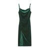 European and American style women's clothing for spring and summer, fashionable and sexy, slim fit, slit camisole dress for wome