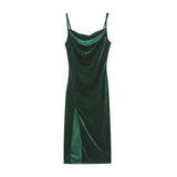 European and American style women's clothing for spring and summer, fashionable and sexy, slim fit, slit camisole dress for wome