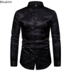 2025 New Men Fashion Medieval Floral Black Dress Shirts Stylish Long Sleeve Steampunk Shirt Men Party Club Bar Social Shirt Male